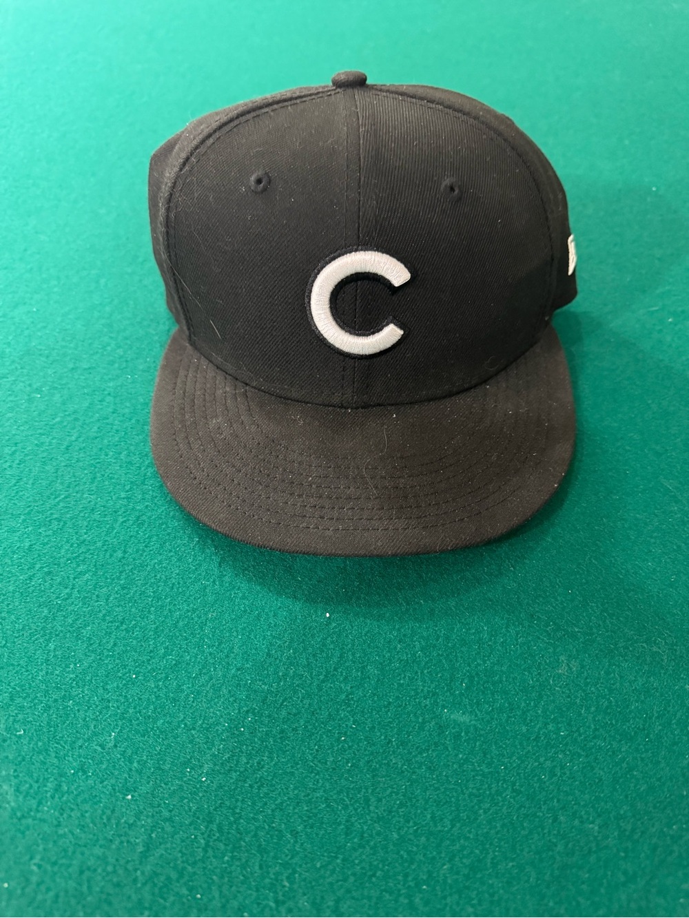 Black Cubs Fitted Hat with White 'C' Logo Size 7